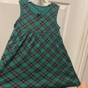 Christmas Plaid Casual Dress Girls 4T Cotton
